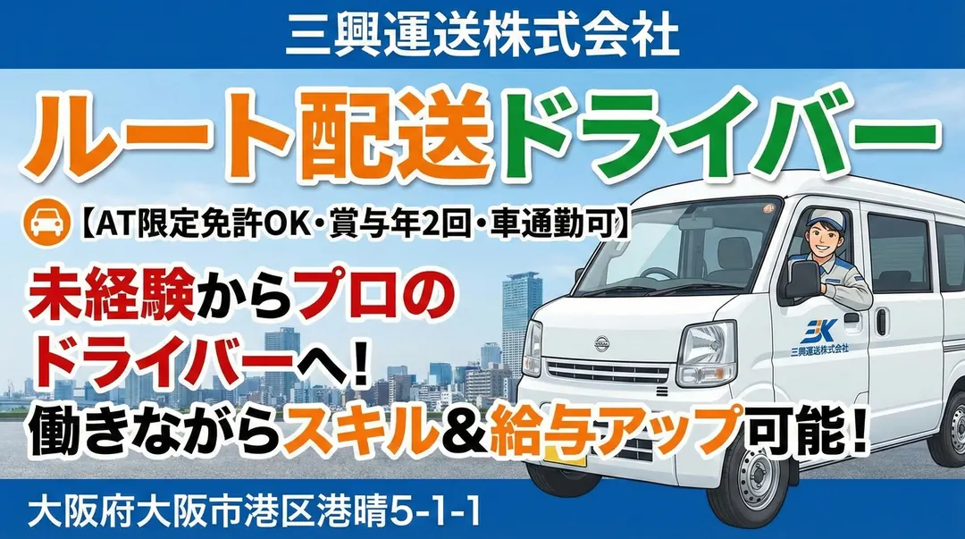 ルート配送ドライバー【AT限定免許OK・賞与年2回・車通勤可】