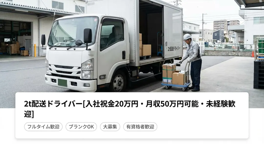 5t限定以上@越谷市×2tドライバー|月50万円可能