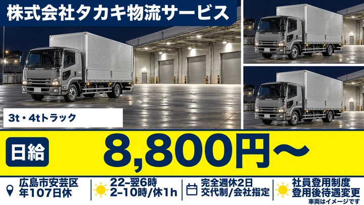 【広島県広島市安芸区】4t配送ドライバー／契約社員