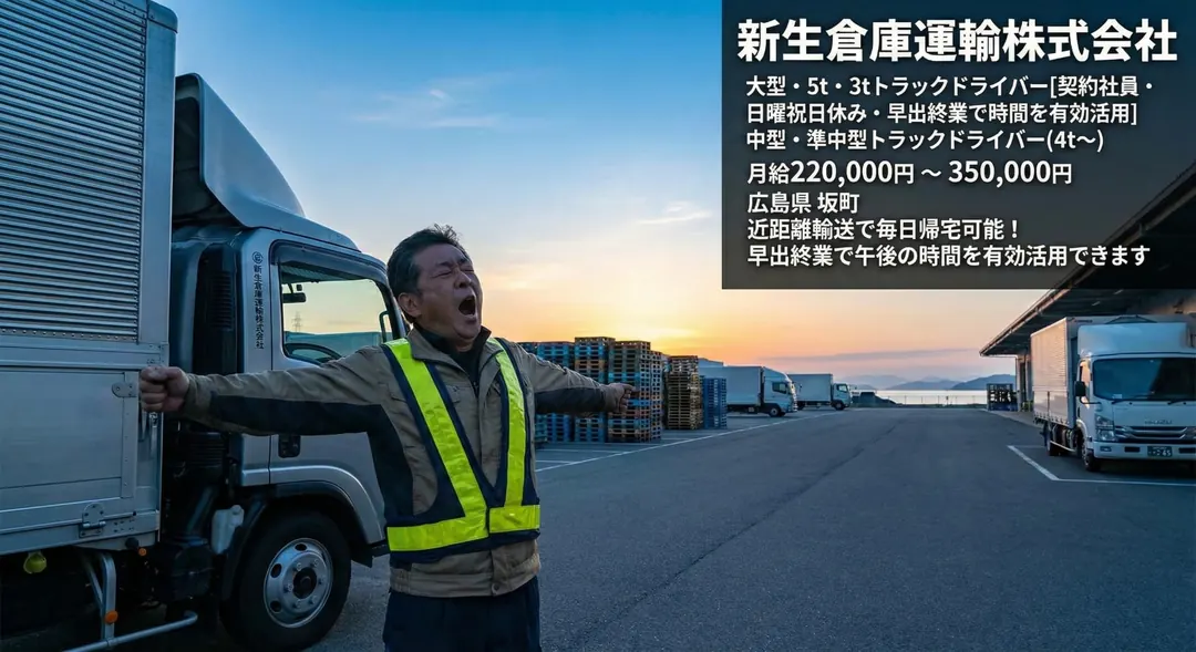 新生倉庫運輸株式会社の小型トラックドライバー求人(広島県坂町)