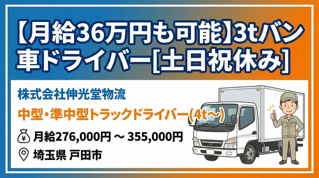 株式会社伸光堂物流の中型・準中型トラックドライバー求人（埼玉県戸田市）