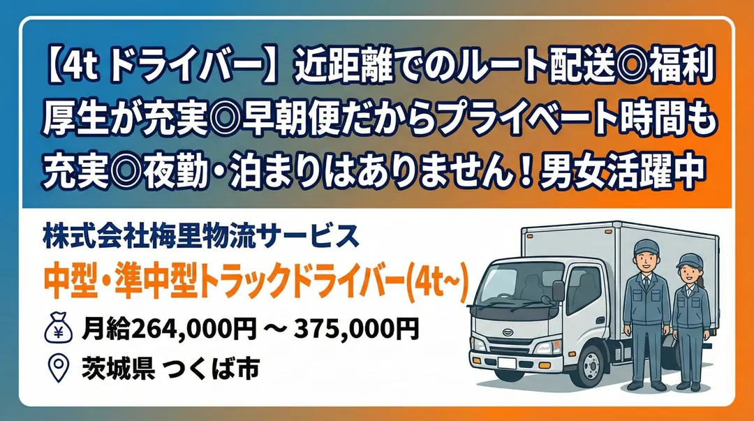 株式会社梅里物流サービスの中型・準中型トラックドライバー求人（茨城県つくば市）