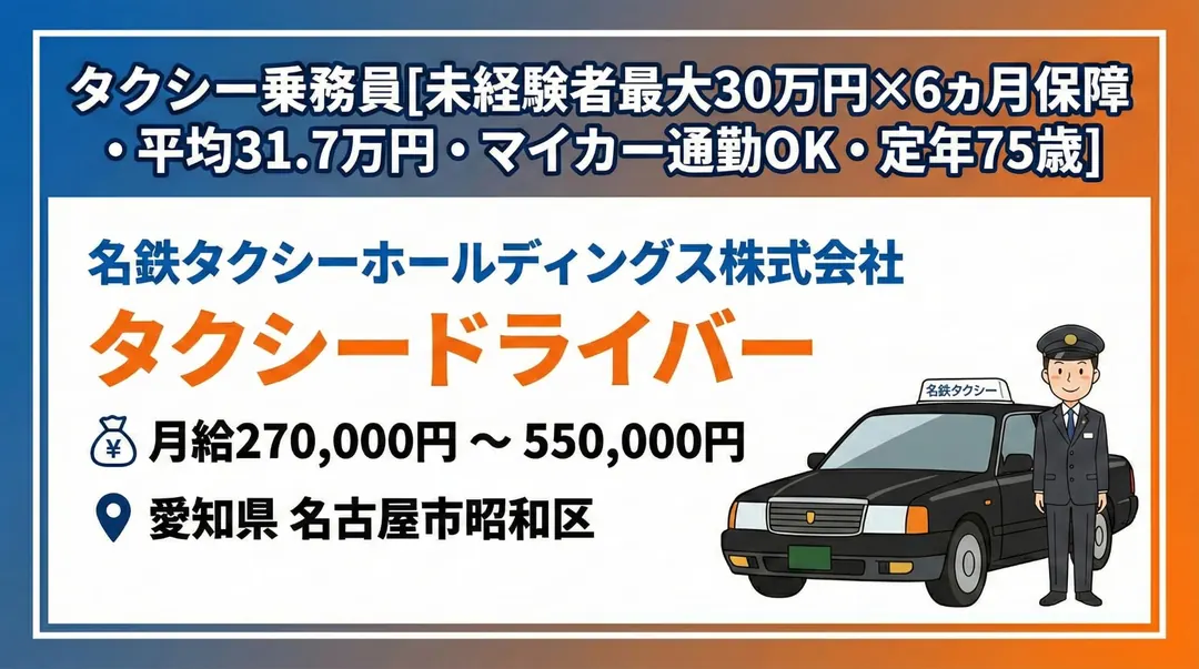 名鉄タクシーホールディングス株式会社のタクシードライバー求人（愛知県名古屋市昭和区）