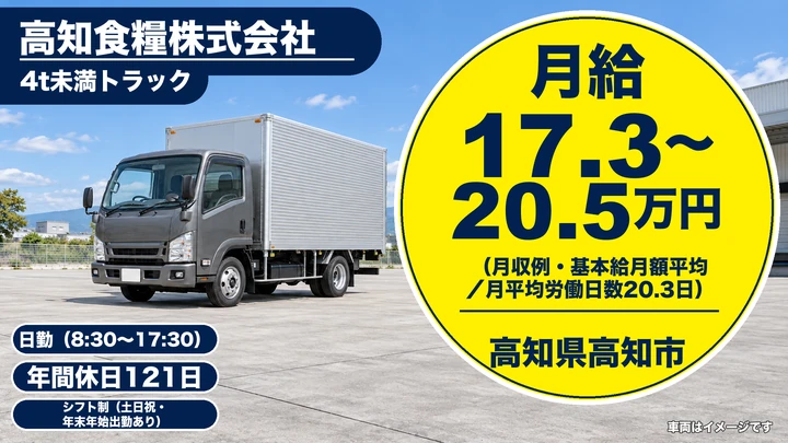 【高知県高知市】食料品配送ドライバー／正社員・研修あり