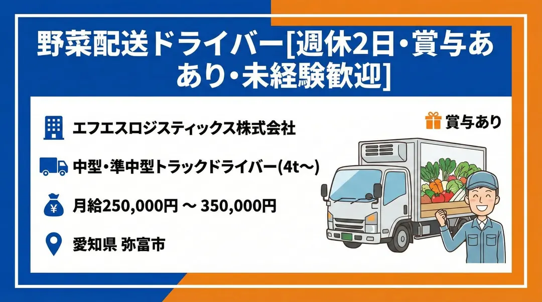 準中型免許＠弥富市×中型トラック | 月収30万以上可能