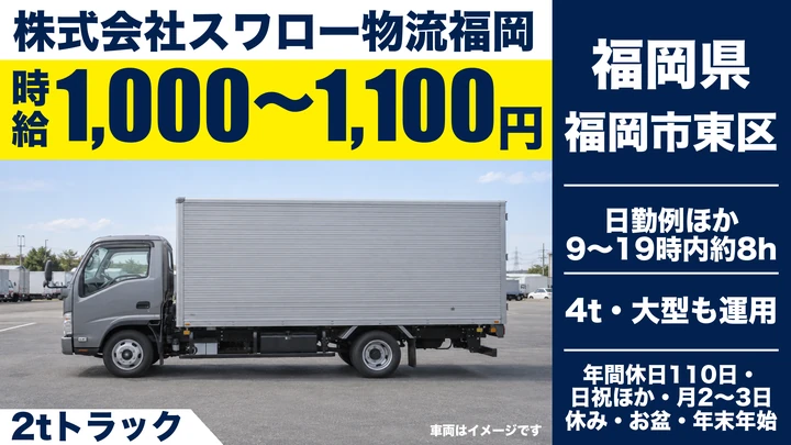 【福岡県福岡市東区】2tトラックドライバー／法人配送・集荷