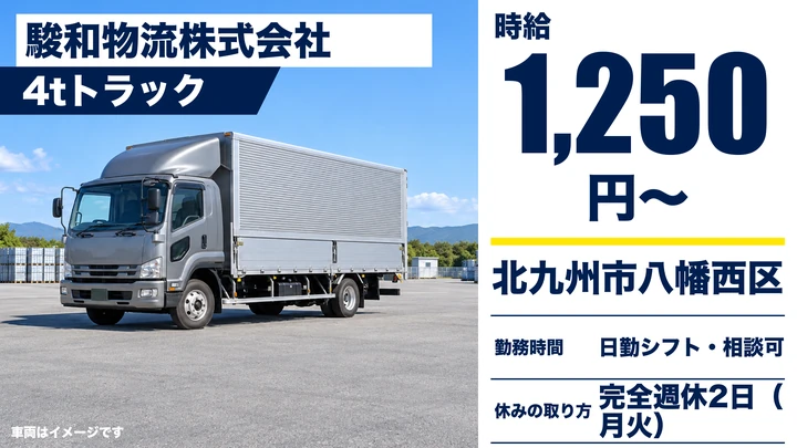 【福岡県北九州市八幡西区】4tルート配送／時給1250円のアルバイト