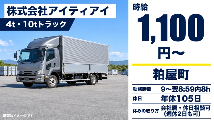 【福岡県粕屋町】4t配送ドライバー／時給1100円