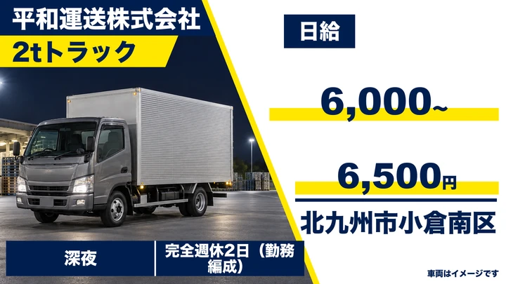 【福岡県北九州市小倉南区】2tトラックドライバー／早朝アルバイト