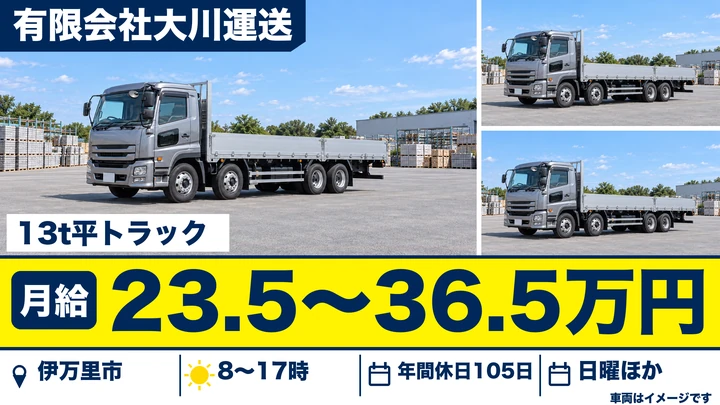 【佐賀県伊万里市】13tトラックドライバー/正社員