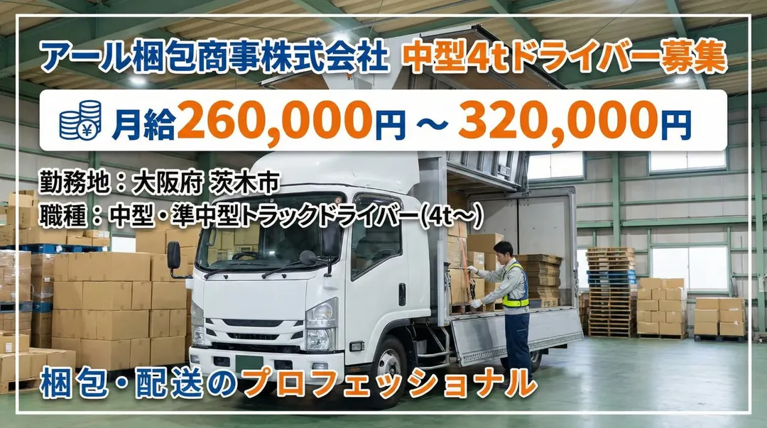 中型4tドライバー◎月給26万～