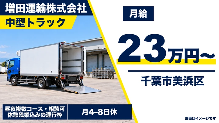 増田運輸株式会社の中型トラックドライバー求人（千葉県千葉市美浜区）