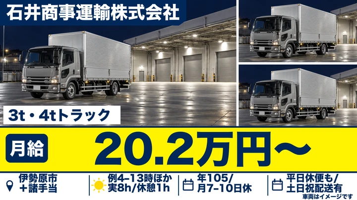 石井商事運輸株式会社の3t・4tトラックドライバー求人(神奈川県伊勢原市)