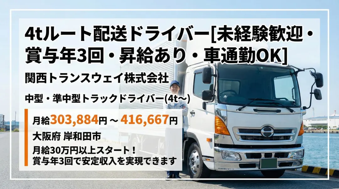 関西トランスウェイ株式会社の中型・準中型トラックドライバー求人（大阪府岸和田市）
