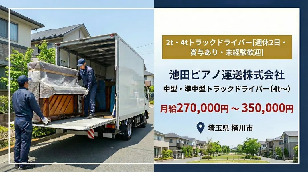 普通免許@桶川市×2t・4tトラック|土日休み