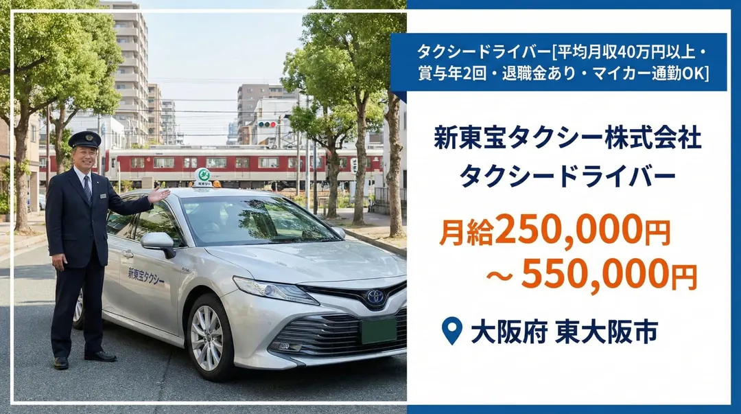 新東宝タクシー株式会社のタクシードライバー求人(大阪府東大阪市)
