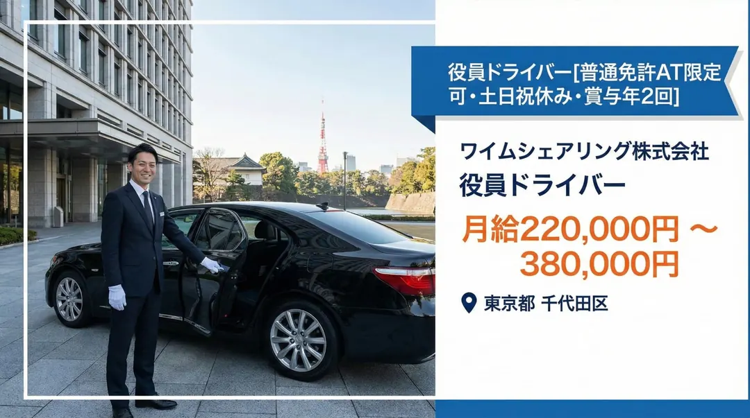 ワイムシェアリング株式会社の役員ドライバー求人（東京都千代田区）