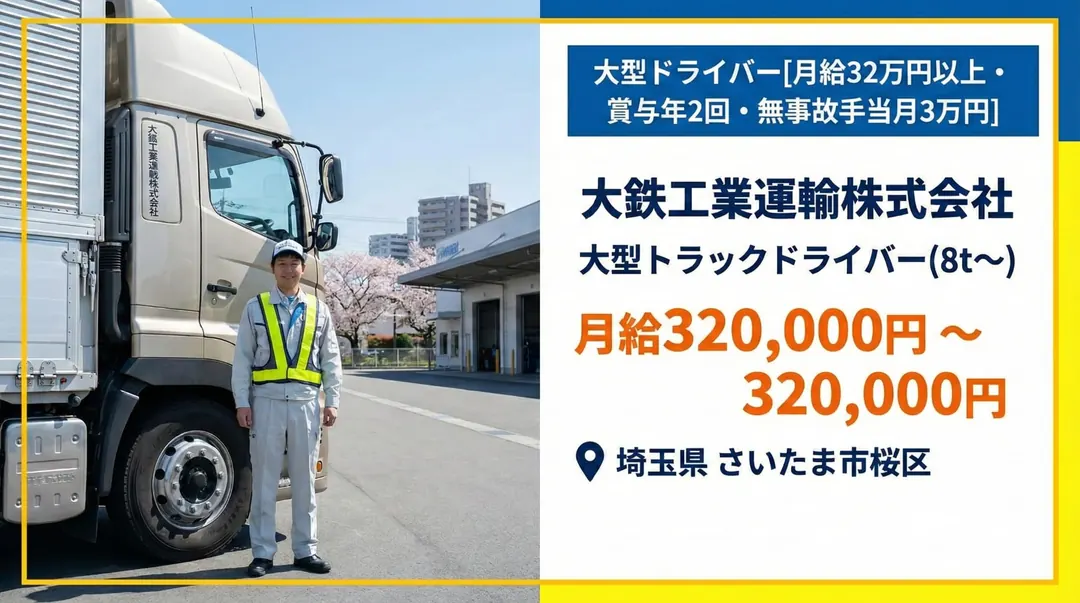 大鉄工業運輸株式会社の大型トラックドライバー求人（埼玉県さいたま市桜区）