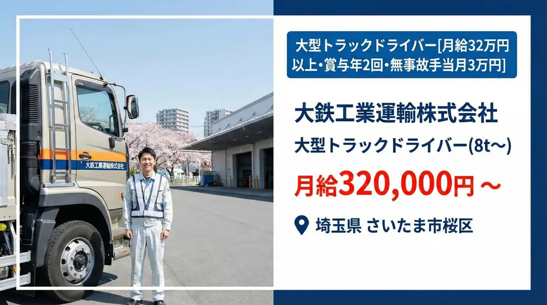 大鉄工業運輸株式会社の大型トラックドライバー求人(埼玉県さいたま市桜区)