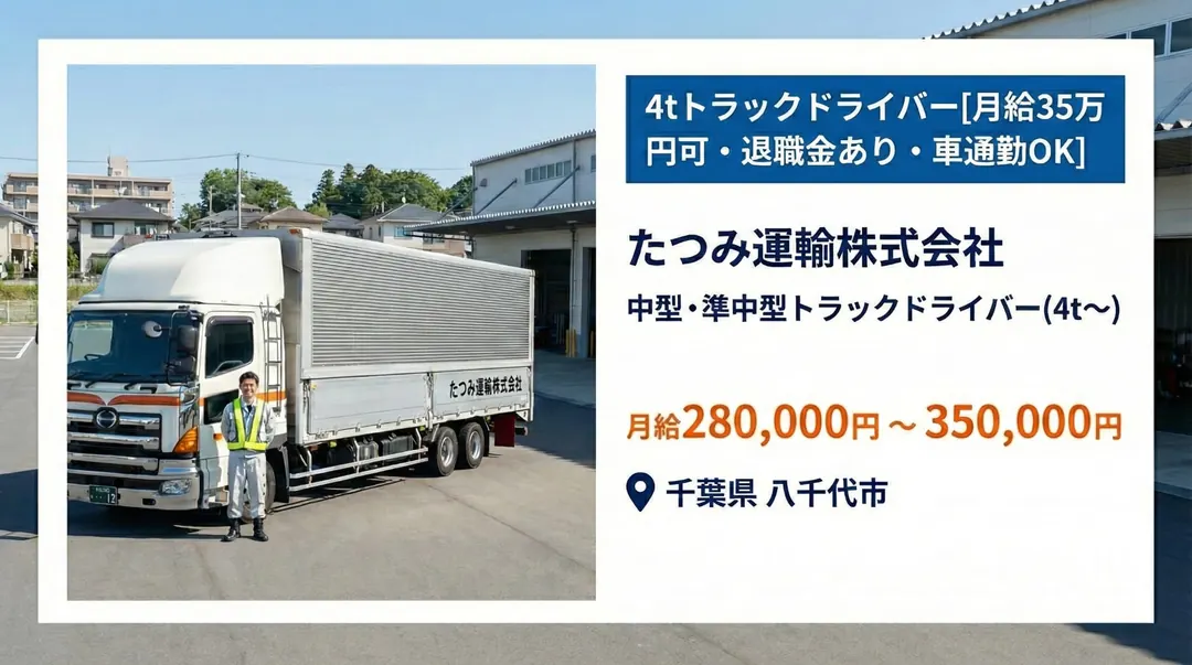たつみ運輸株式会社の中型・準中型トラックドライバー求人(千葉県八千代市)