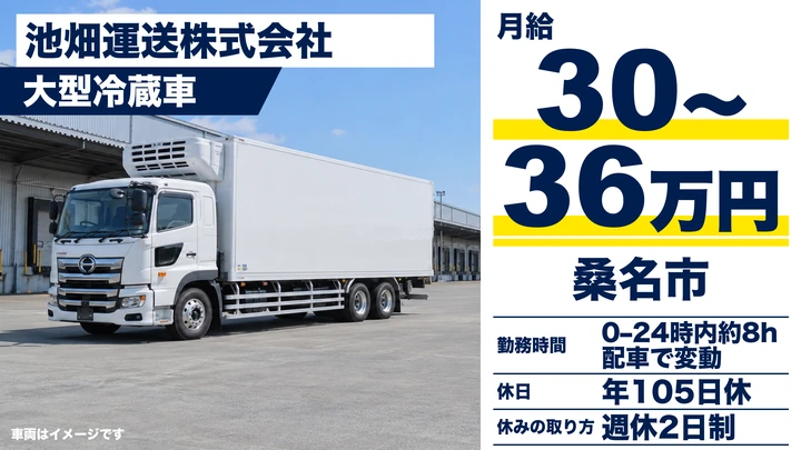 大型冷蔵車ドライバー[車通勤OK・賞与年2回・各種手当充実]
