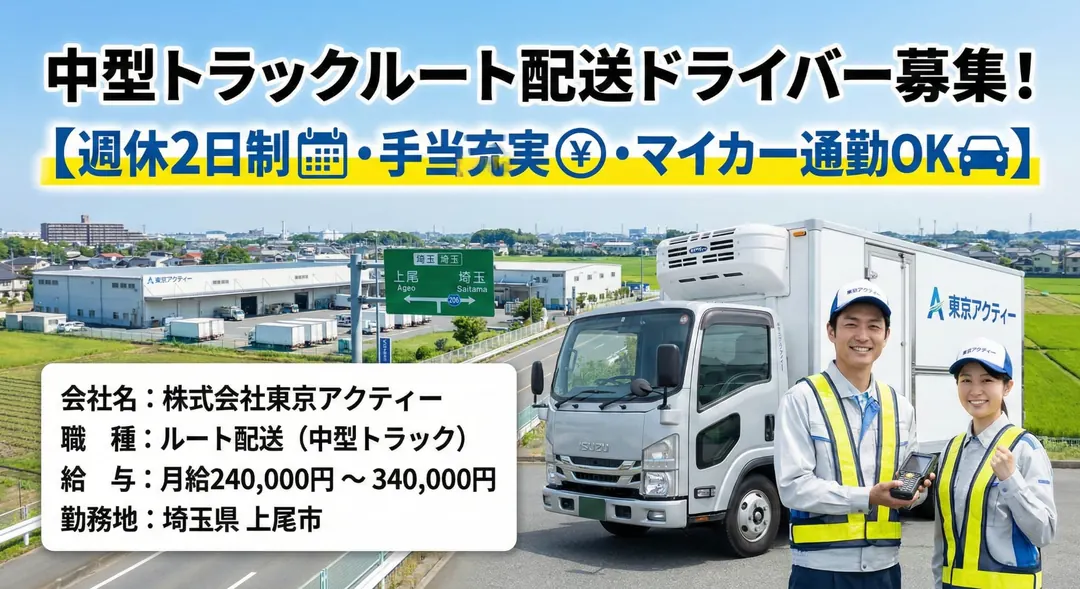 株式会社東京アクティーの小型トラックドライバー求人（埼玉県上尾市）