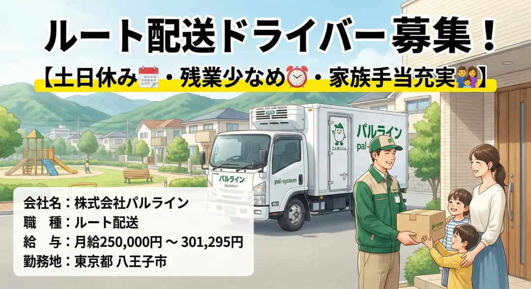 ルート配送ドライバー[土日休み・残業少・家族手当充実]