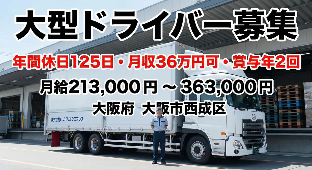 株式会社ロジパルエクスプレスの大型トラックドライバー求人（大阪府大阪市西成区）