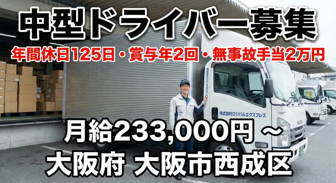株式会社ロジパルエクスプレスの中型・準中型トラックドライバー求人（大阪府大阪市西成区）