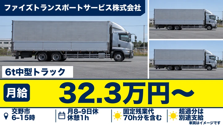 ファイズトランスポートサービス株式会社の6t中型トラックドライバー求人(大阪府交野市)