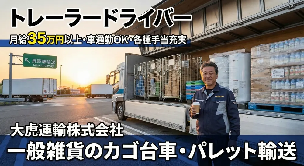 トレーラードライバー[月給35万円以上・車通勤OK・各種手当充実]