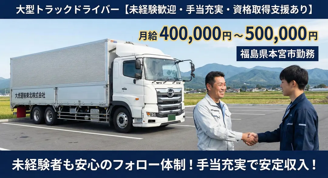 大虎運輸東北株式会社の大型トラックドライバー求人（福島県本宮市）