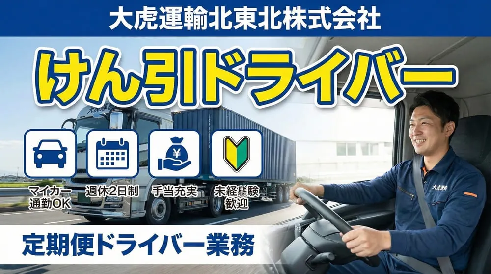 けん引ドライバー[マイカー通勤OK・週休2日制・手当充実・未経験歓迎]
