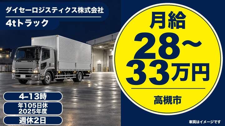 中型トラックドライバー【未経験歓迎・土日休み・車通勤OK・賞与年2回】