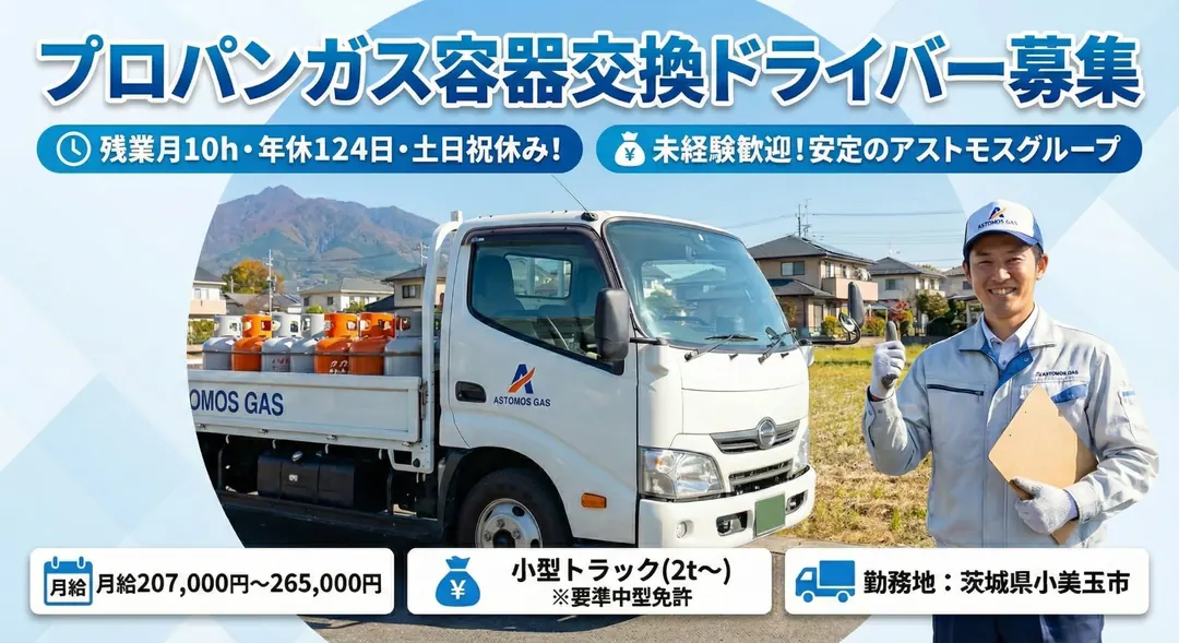 アストモスリテイリング株式会社の小型トラックドライバー求人（茨城県小美玉市）