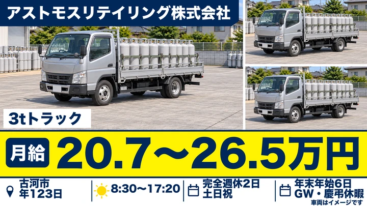 アストモスリテイリング株式会社の3tトラックドライバー求人（茨城県古河市）