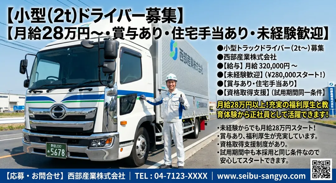 西部産業株式会社の小型トラックドライバー求人（千葉県野田市）