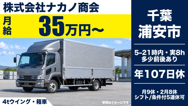 株式会社ナカノ商会の4tウイング・箱車ドライバー求人(千葉県浦安市)