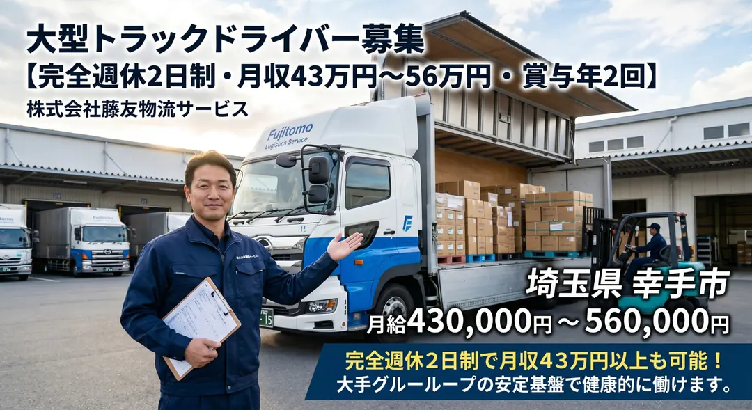 株式会社藤友物流サービスの大型トラックドライバー求人（埼玉県幸手市）