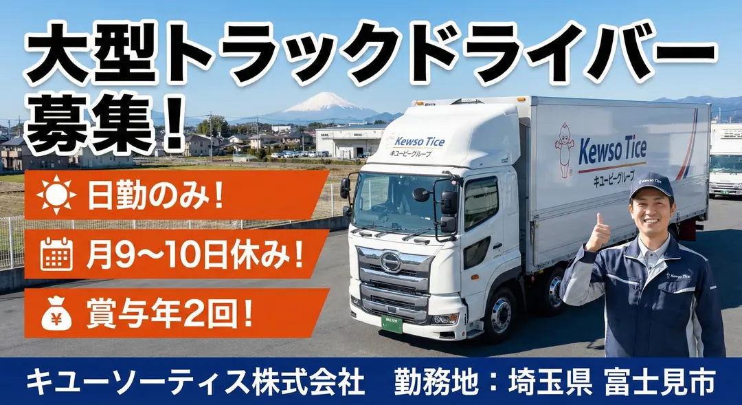 キユーソーティス株式会社の大型トラックドライバー求人（埼玉県富士見市）