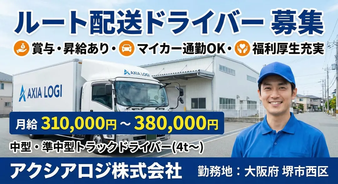 アクシアロジ株式会社の中型・準中型トラックドライバー求人（大阪府堺市西区）