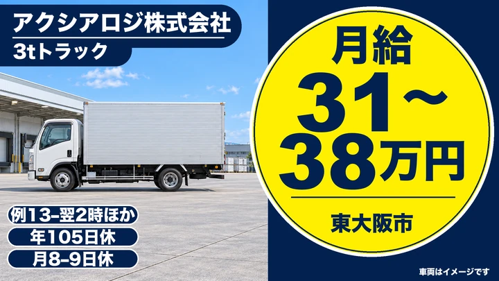 アクシアロジ株式会社の3tトラックドライバー求人（大阪府東大阪市）