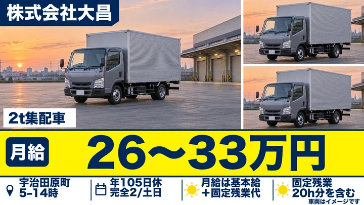 株式会社大昌の2t集配車ドライバー求人（京都府宇治田原町）