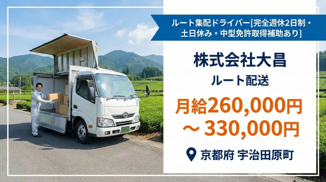 株式会社大昌の小型トラックドライバー求人（京都府宇治田原町）