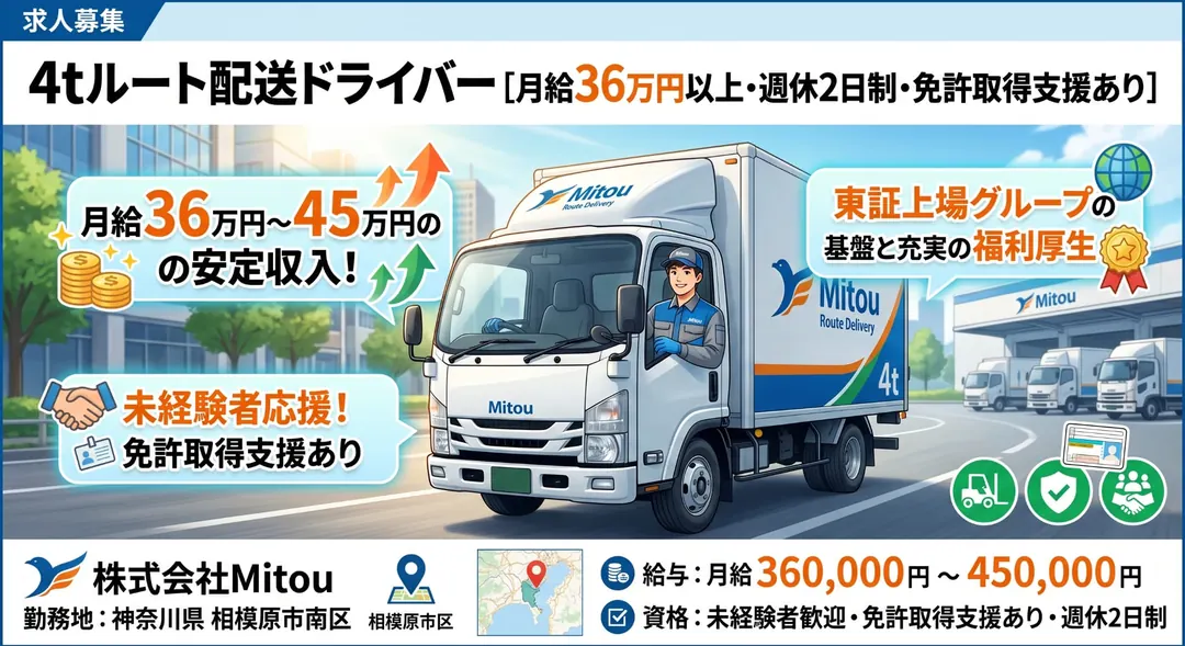 株式会社Mitouの中型・準中型トラックドライバー求人（神奈川県相模原市南区）