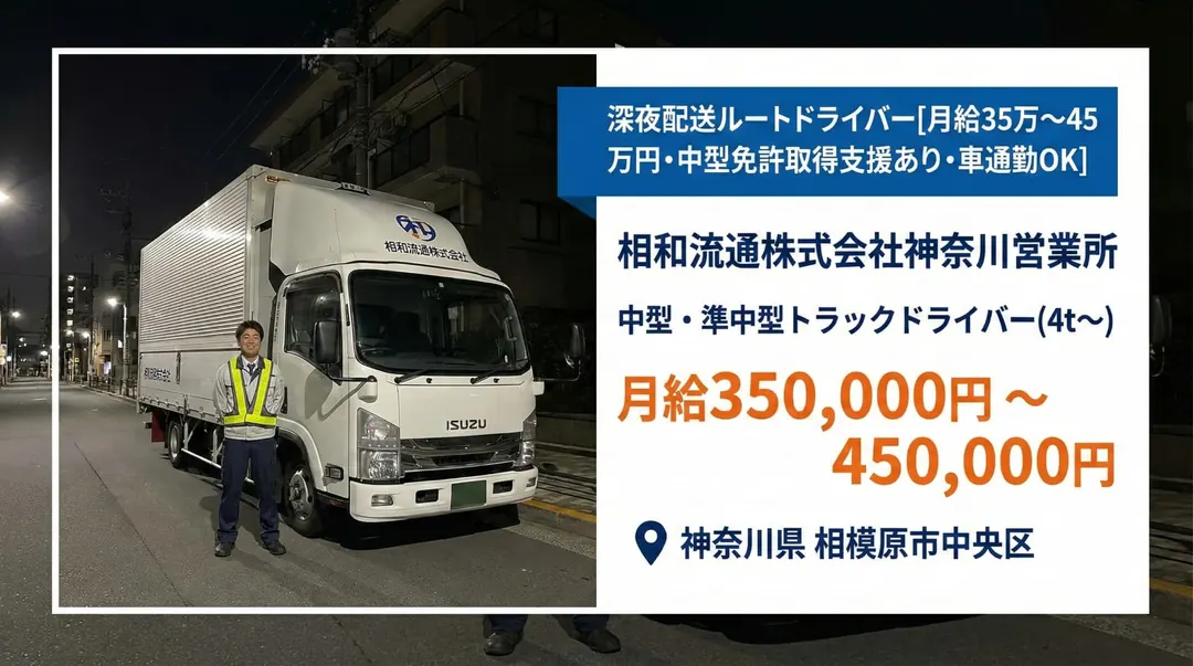 相和流通株式会社神奈川営業所の小型トラックドライバー求人（神奈川県相模原市中央区）