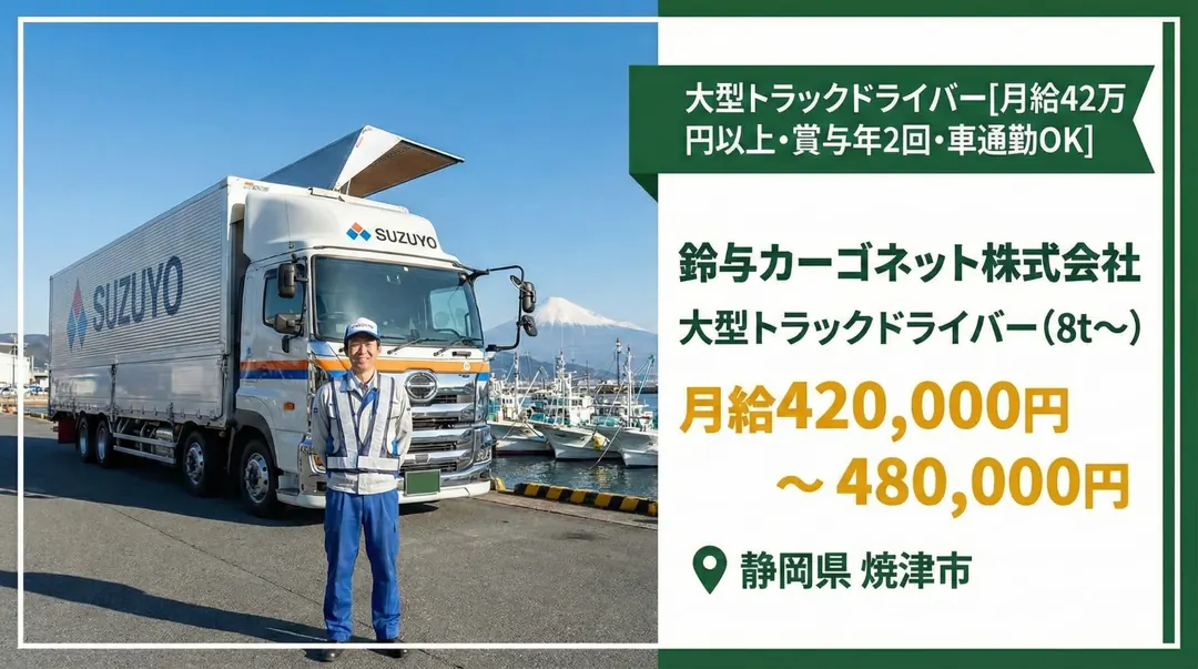鈴与カーゴネット株式会社の大型トラックとドライバー(静岡県焼津市)