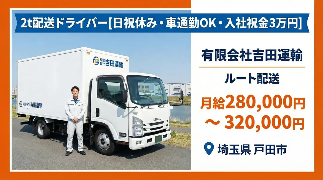 有限会社吉田運輸の小型トラックドライバー求人（埼玉県戸田市）