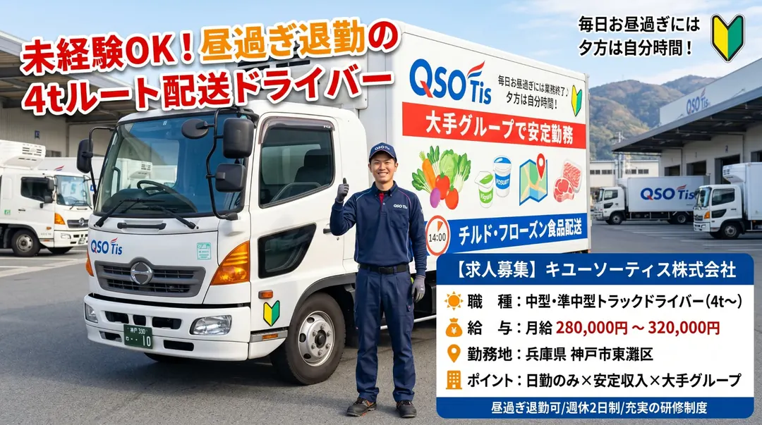 キユーソーティス株式会社の中型・準中型トラックドライバー求人（兵庫県神戸市東灘区）