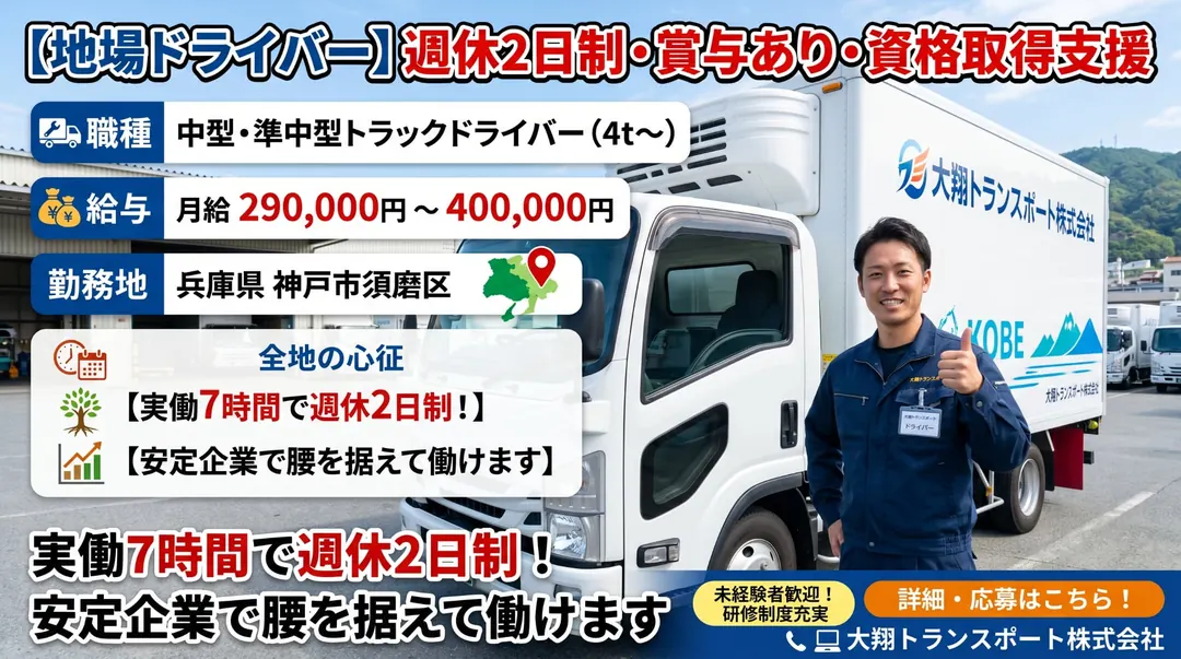 大翔トランスポート株式会社の中型・準中型トラックドライバー求人（兵庫県神戸市須磨区）
